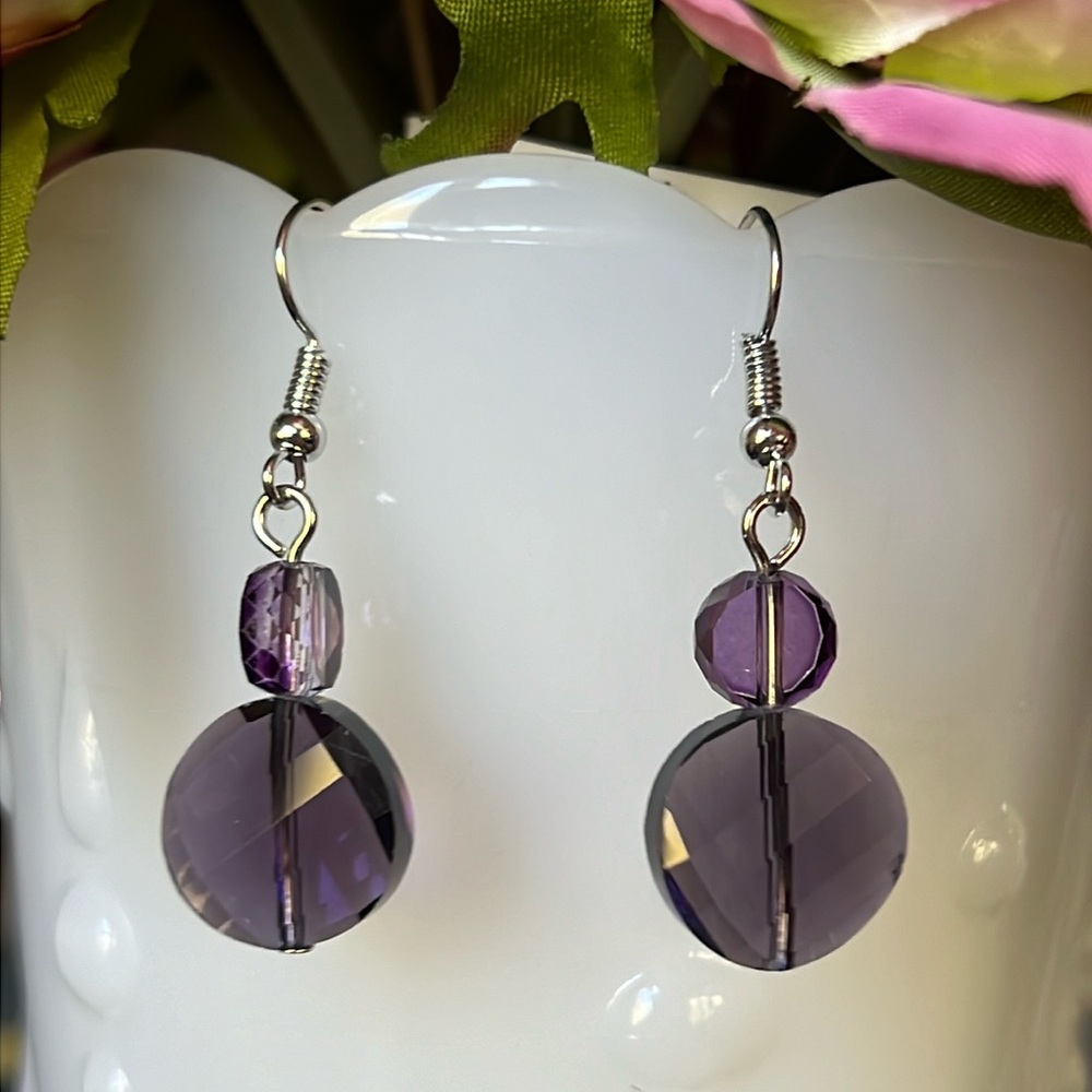 Faux purple crystal earrings-NWT